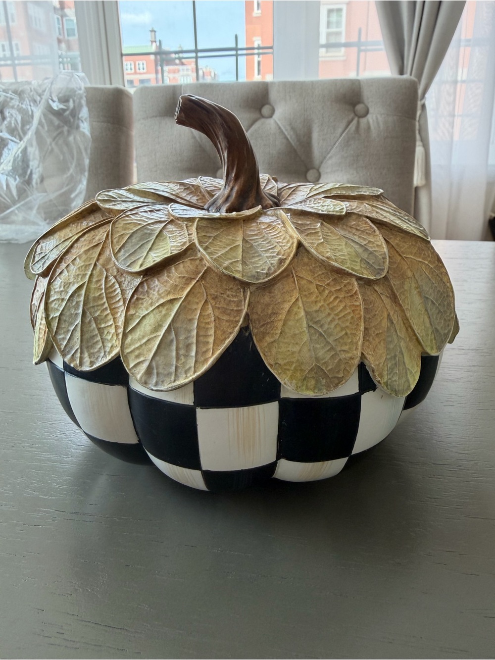 Mackenzie Childs Natural Foliage Small Pumpkin